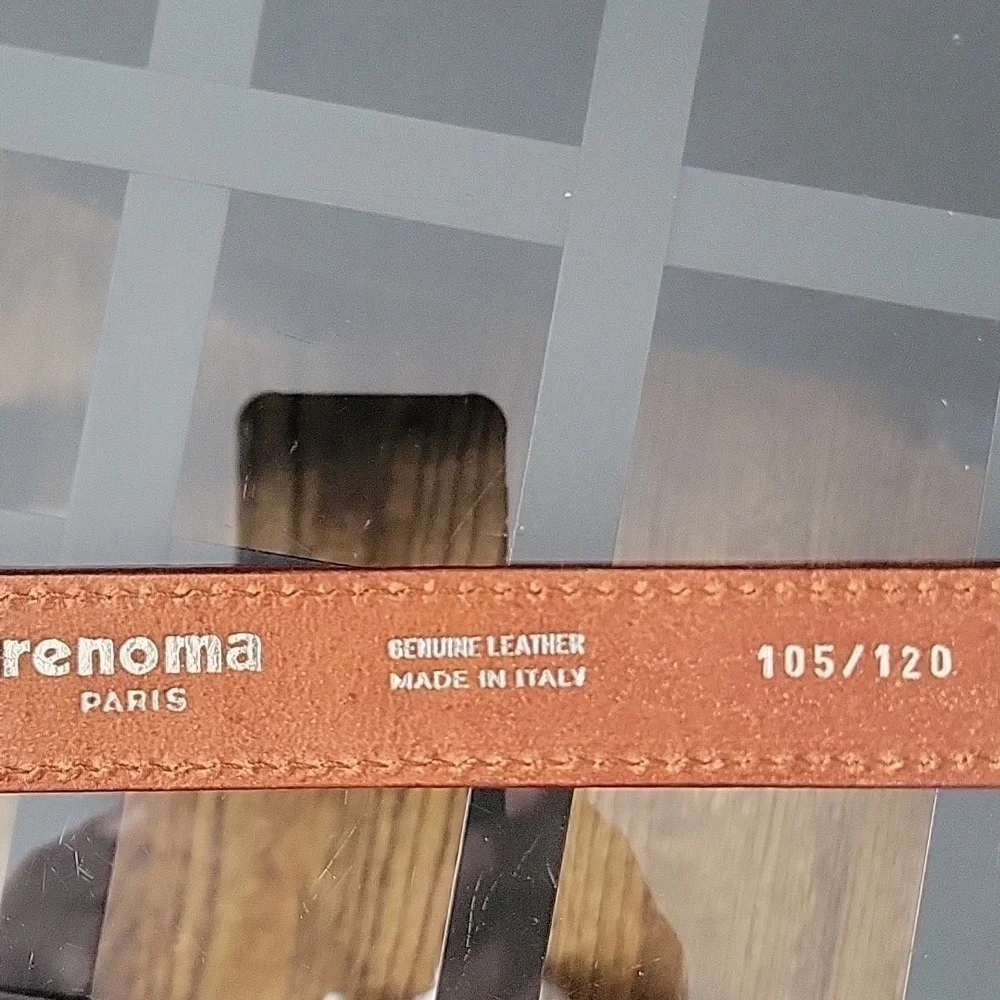 Brown Leather Renoma Paris Made Italy Genuine Belt Unisex Logo New Handmade L,XL